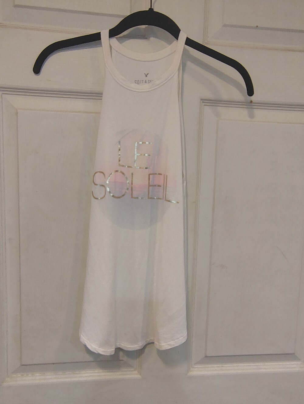 American Eagle Women's Size XS White Graphic Tank Top
